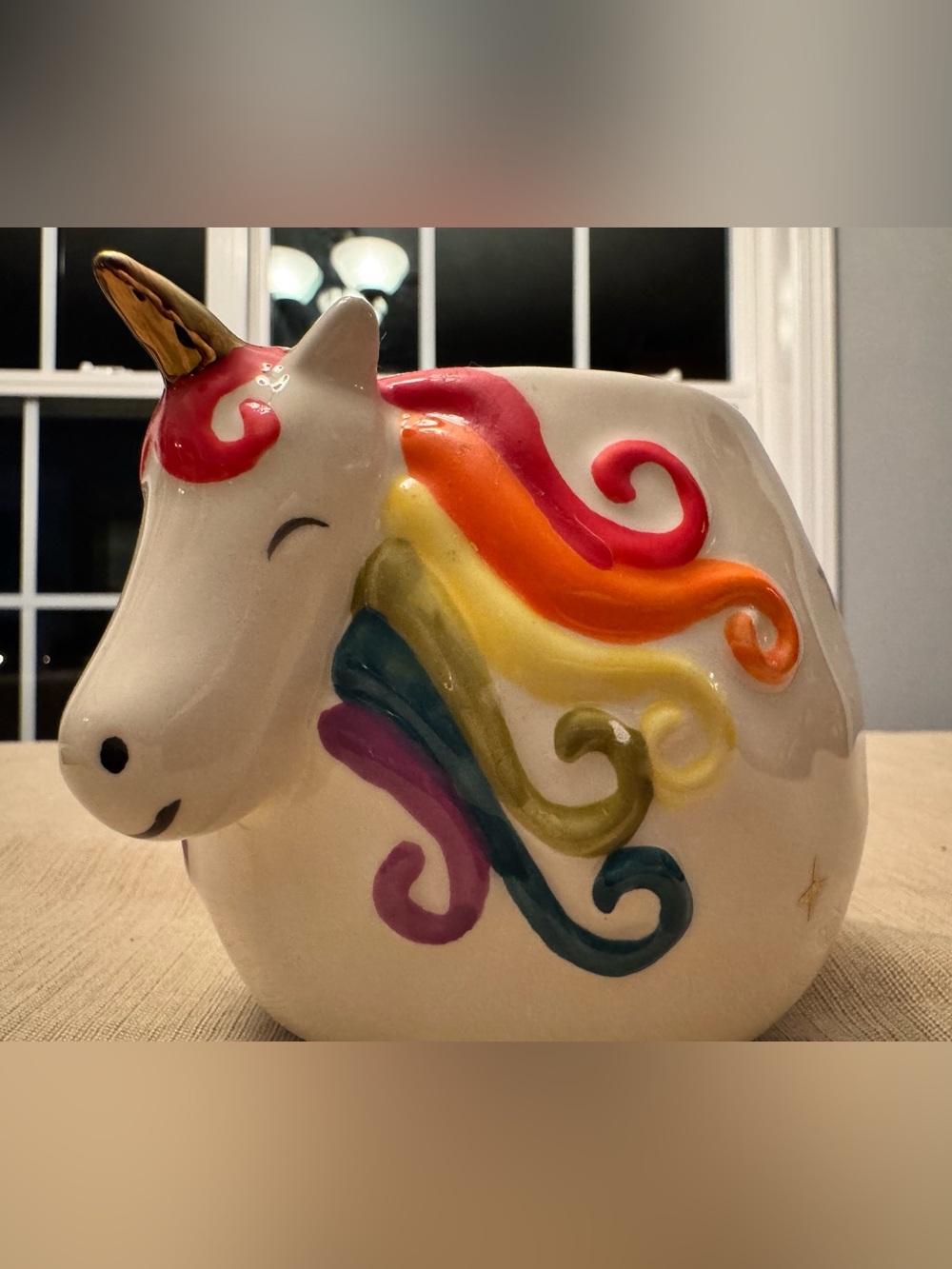 NATURAL LIFE Ceramic Unicorn Planter with Rainbow Mane